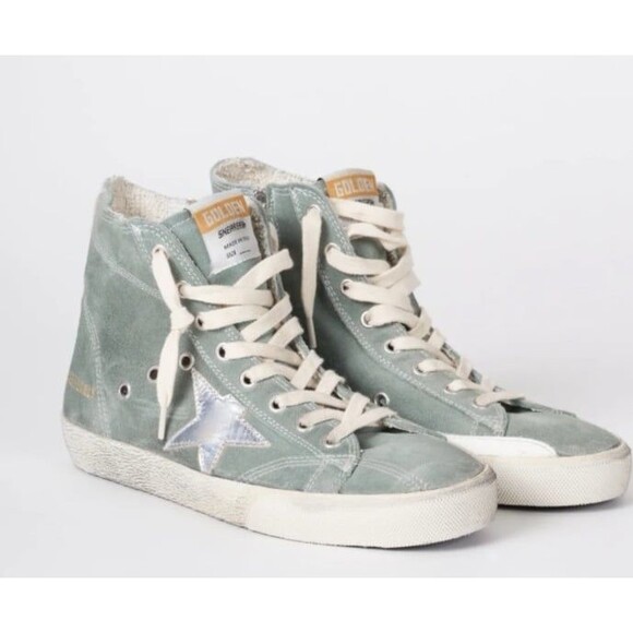 GGDB Golden Goose Francy High Top Military Green Suede Sneakers Size EU 37 US 7 - Picture 1 of 11